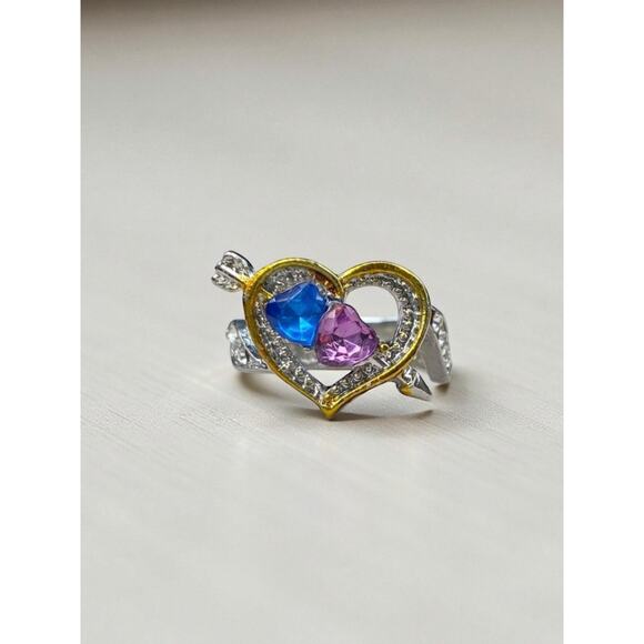 Gold & Silver Tone  Hidden Message Heart Ring Size 6 - Picture 1 of 7